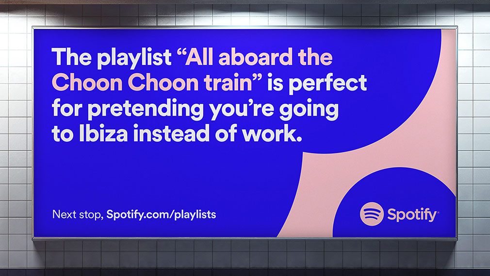 Copy-led campaign for Spotify by Christopher Doyle & Co, brand by Collins