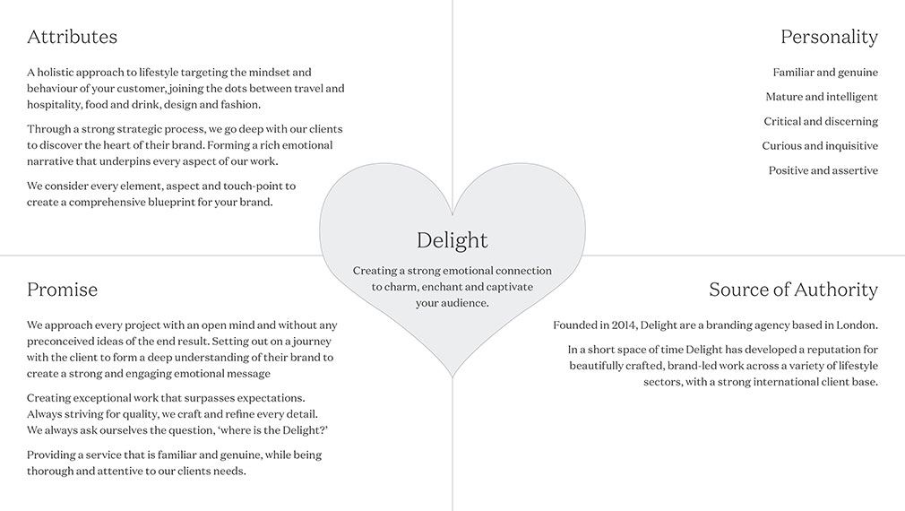 An example brand model diagram by Delight Lifestyle Brand Agency