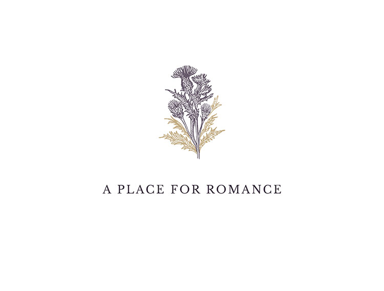 Bespoke illustration of Scottish thistle capturing a place for romance for hotel brand Aikwood Tower