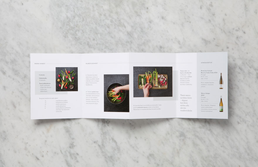 Gastronomics printed recipe cooking instructions on white marble