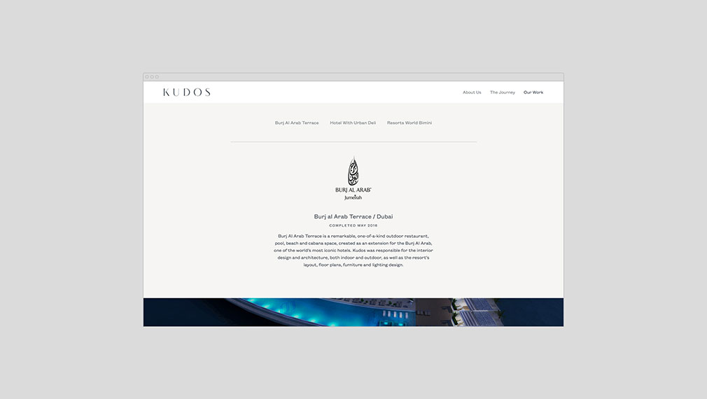 Minimal and luxurious design for Kudos website project page