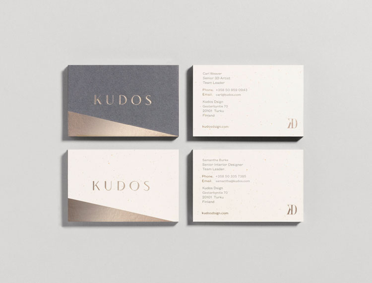 Foiled stationery to reflect the high-quality of Kudos's design aesthetic.