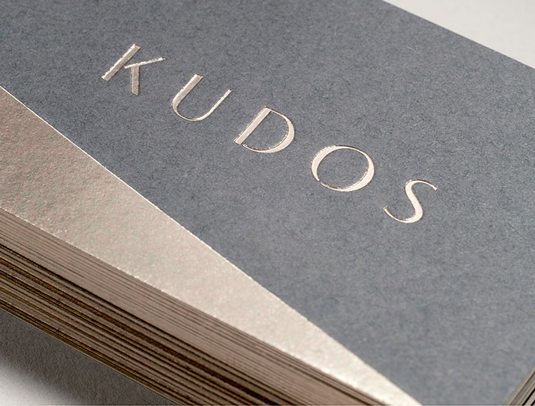 Luxury stationery that reflects the level of quality materials and finishes of Kudos's design aesthetic.