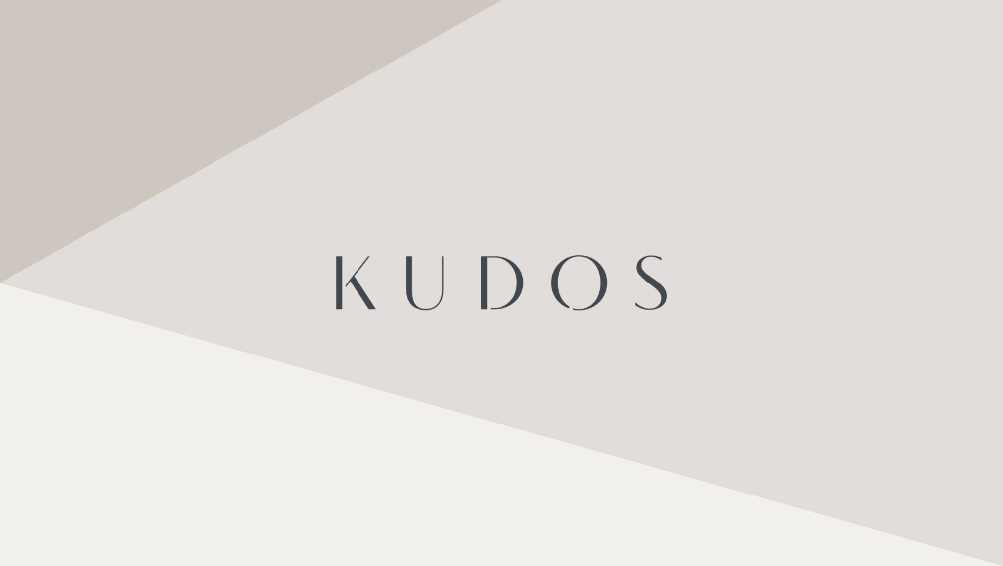 Kudos brand identity, with a sense of elegance and spacial design
