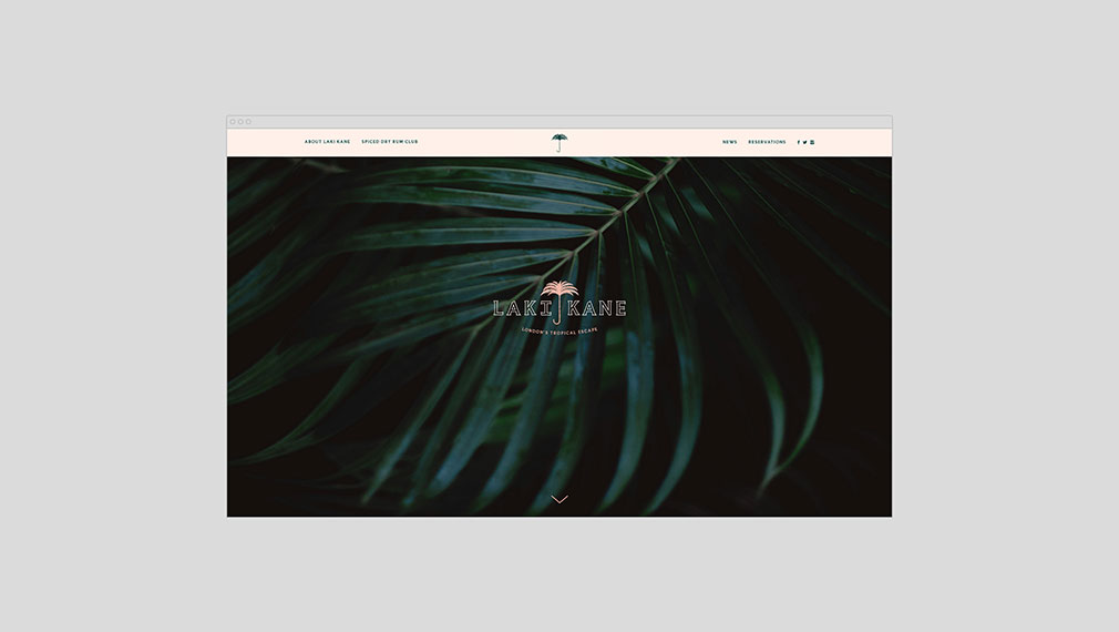 Website design for tropical London bar brand Laki Kane