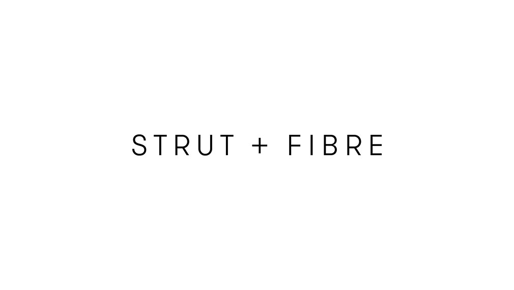 Typographic minimal brand logotype for print company Strut and Fibre