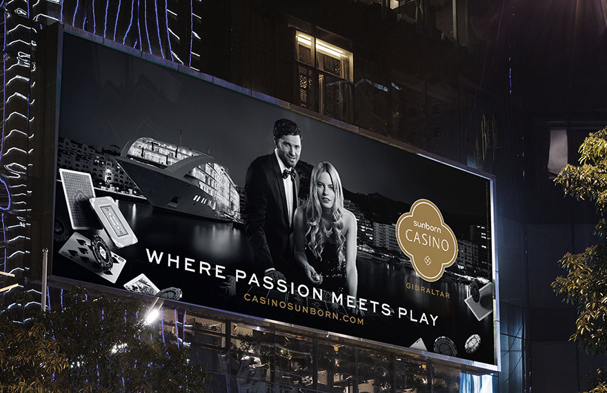 Casino launch campaign on billboard for luxury travel brand Sunborn Yacht Hotels