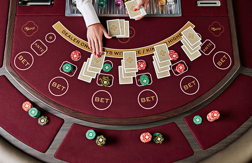 Lifestyle photography of branded casino blackjack table