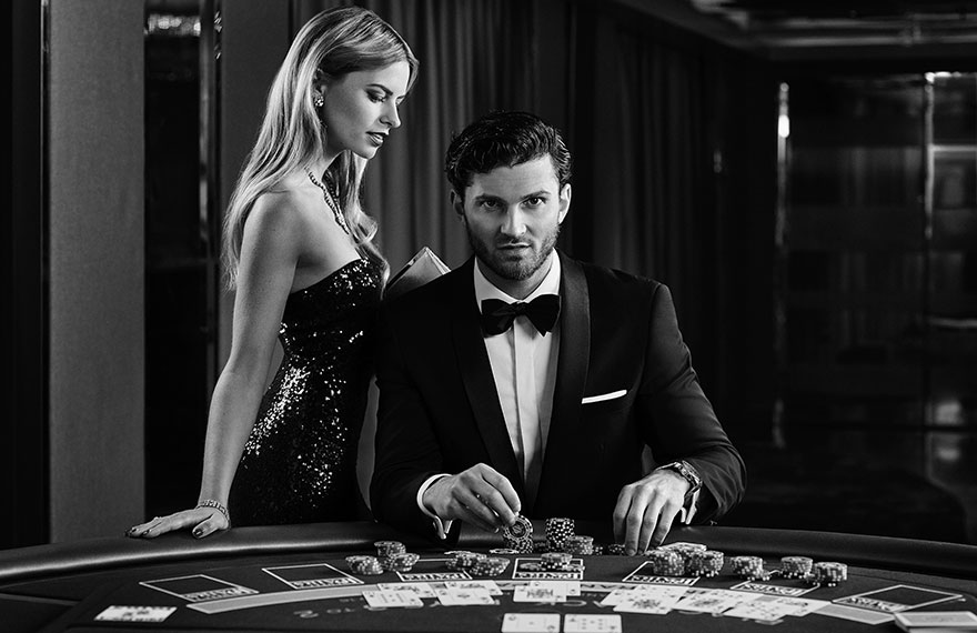 Launch campaign advertising photography of couple playing blackjack