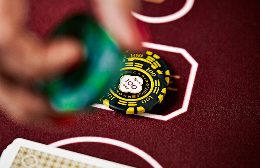Lifestyle photography of branded gambling chips