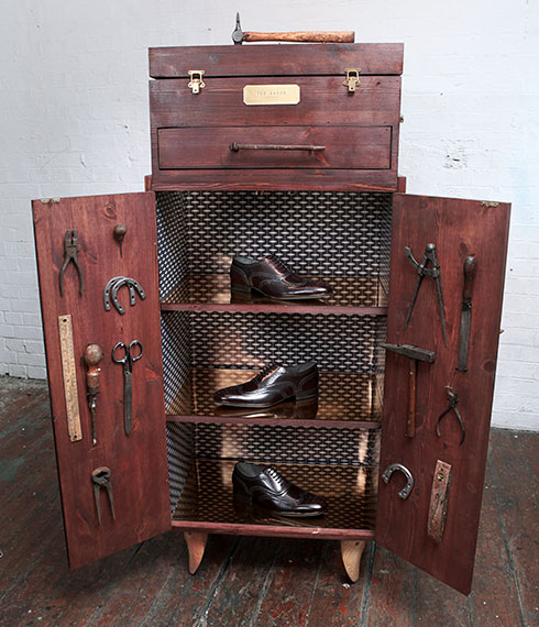 Ted Baker handmade point of sale cabinet for luxury men's footwear