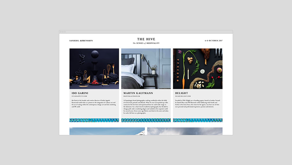 Luxury minimal website design for hospitality experience event The Hive