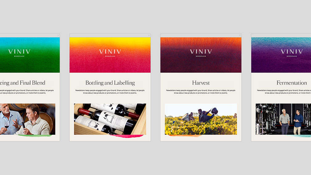 Branded email newsletters for luxury wine experience Viniv Bordeaux